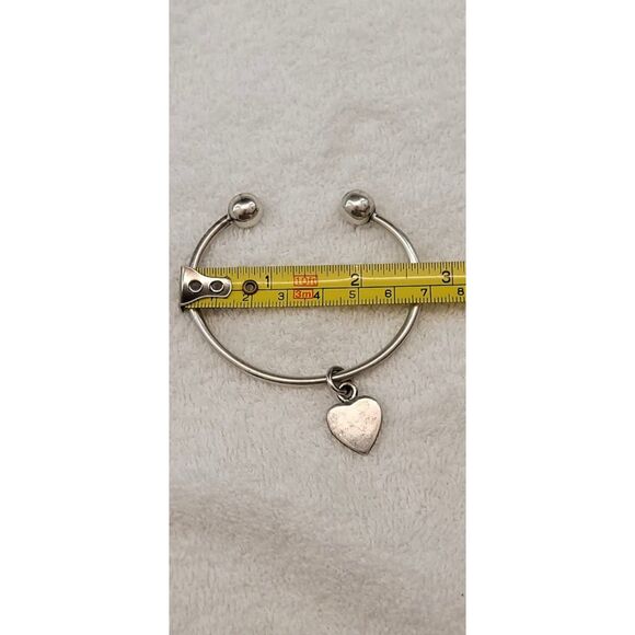 Sterling Removable Ball Bangle, Keychain with Heart Charm Heavy VTG Bracelet - Picture 5 of 5